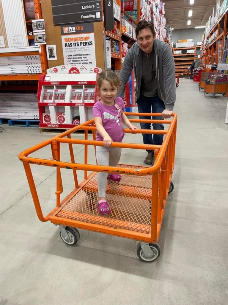 Having fun at Home Depot with the kids