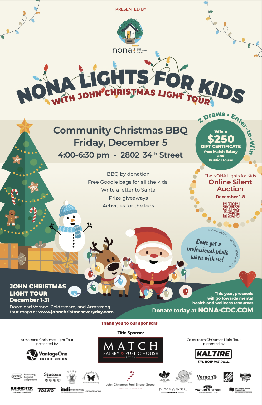 NONA’s Lights for Kids Holiday BBQ and Santa Photos - Vernon