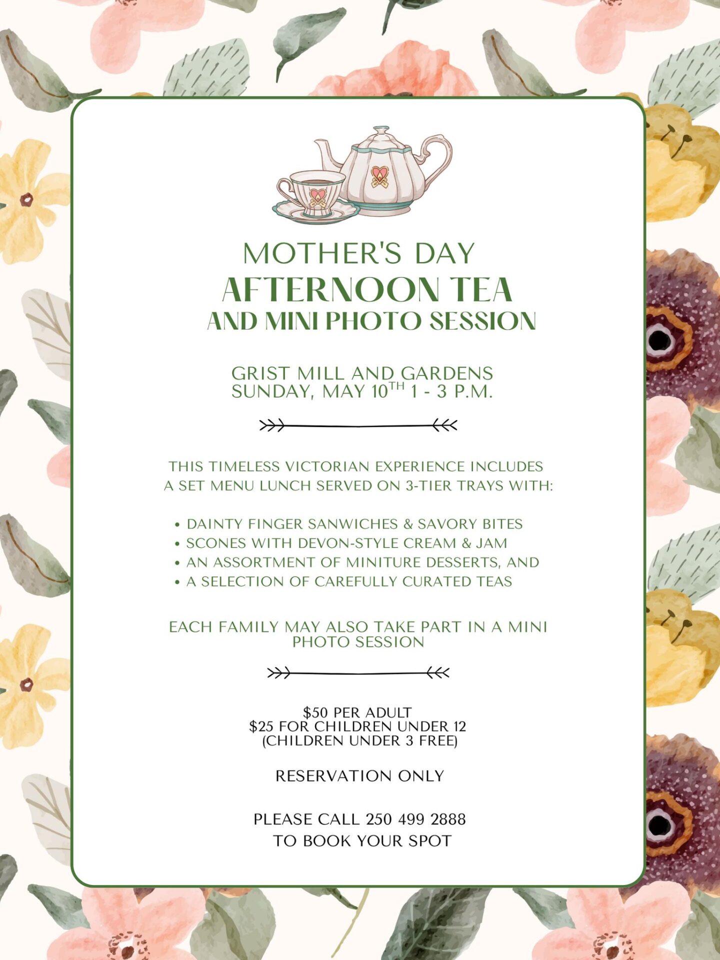 Mothers Day Afternoon Tea and Mini Photo Session