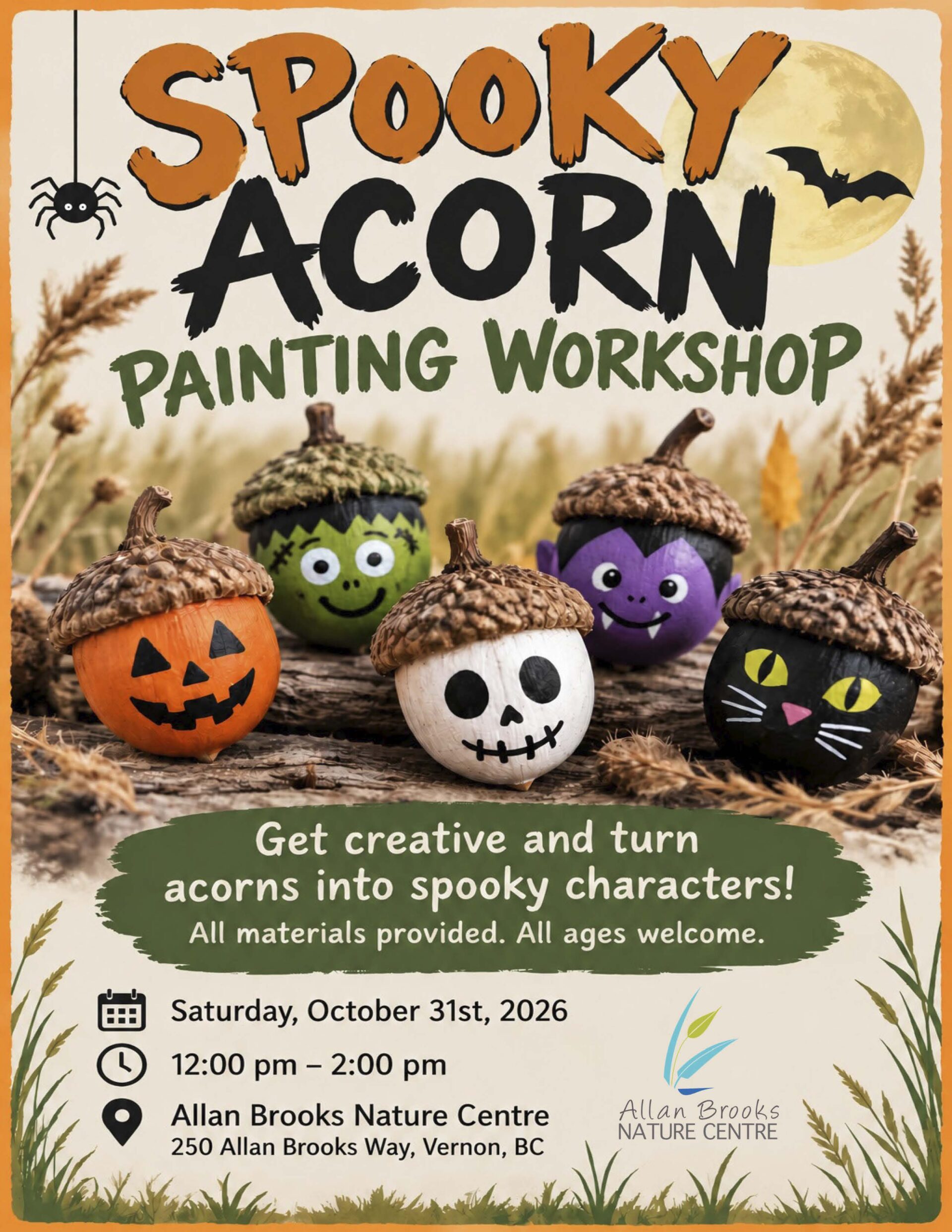Spooky Acorn Painting Workshop Poster